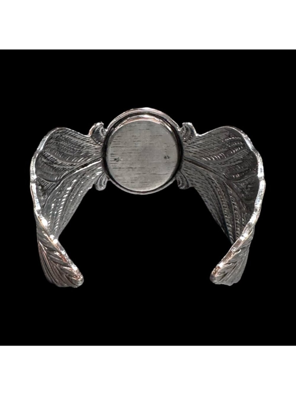 Boho Style Cuff Bracelet Silver Tone Orange Center Leaf Like Wrap Womens Jewelry - Picture 4 of 6